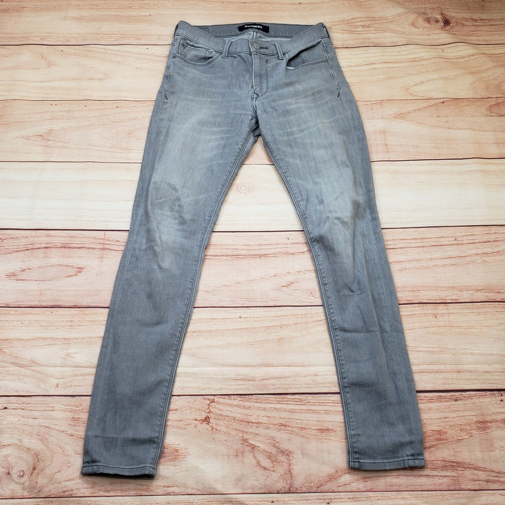 Express Jeans Womens Size 4R Legging Mid Rise Gray Stretch Denim Casual Ladies
